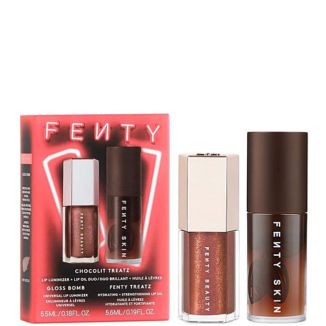 Fenty Skin Treatz Cacao + Gloss Bomb Mini chocolate caliente.